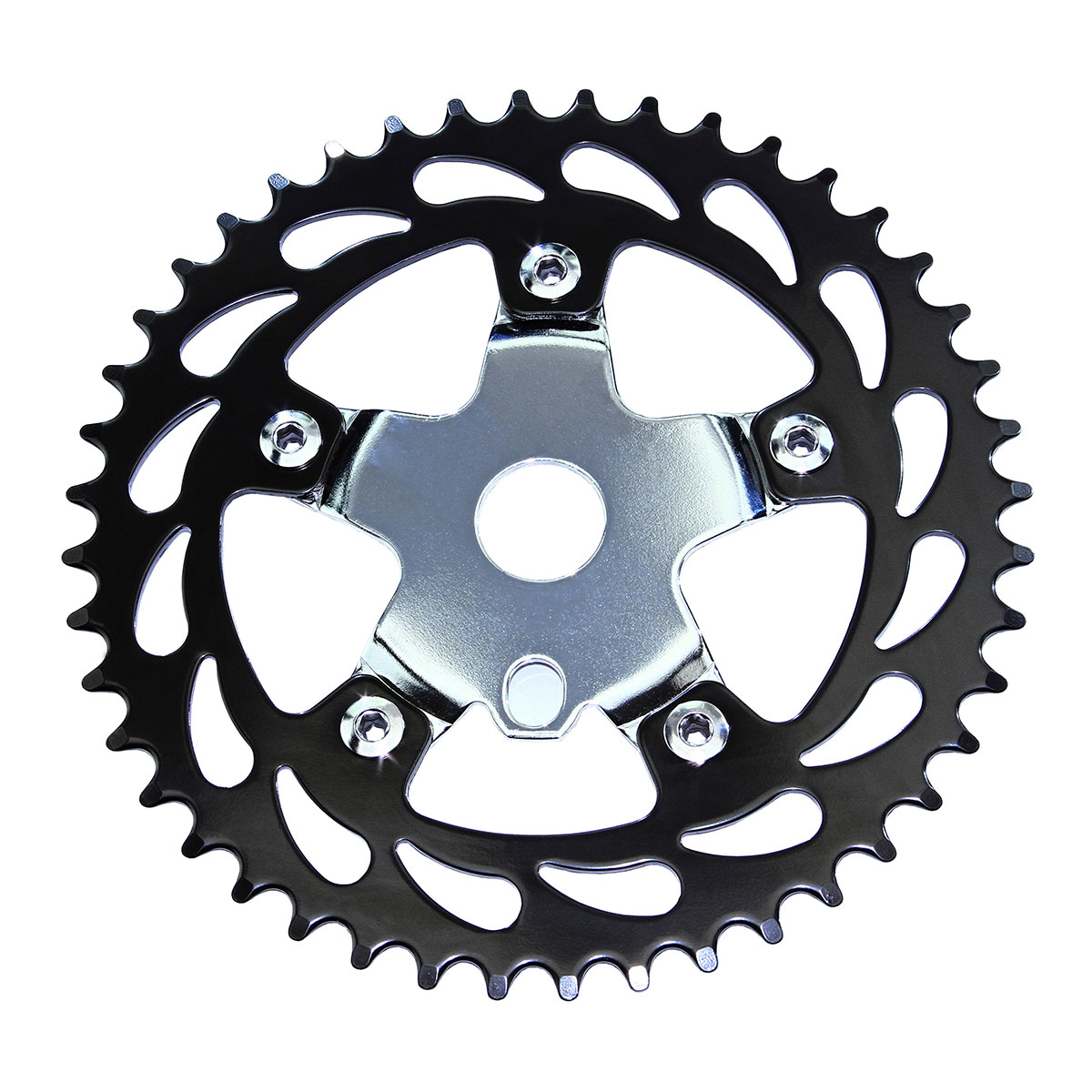 Steel Chainring 913A 1/2 X 1/8 44t Black Chainring Chrome...